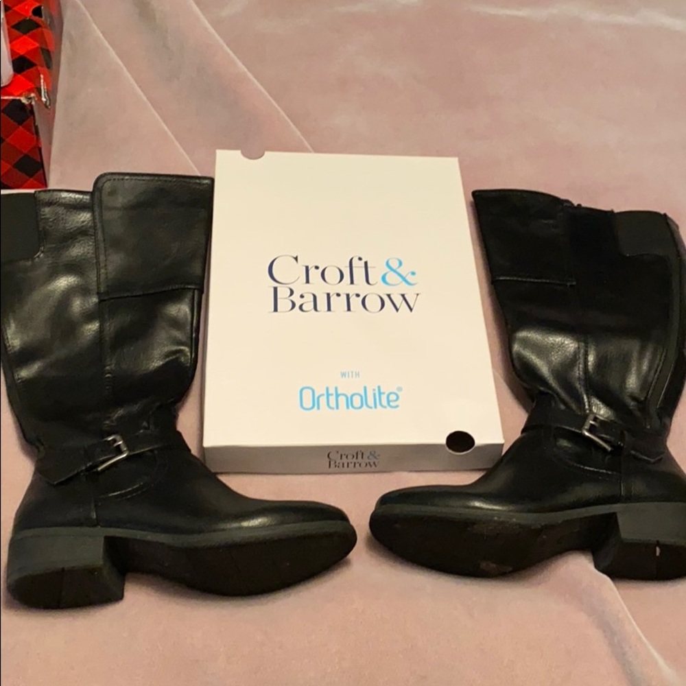 Black wide calf boots